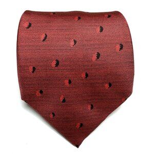 Hermes Mens Necktie 100% Silk Red Abstract Geometric Designer Tie Made In France